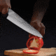 Cool Hand Hammered G10 Chef's Knife, 13in Overall, 8in Hammered Finish 440C Stainless Blade, Black G10 Handle, 7198CG10