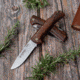 Cudeman Pandora Walnut Folding Knife, 4.75in Closed, 3.75in Satin Bohler N690 SS Blade, Walnut Handle, Brown Leather Belt Sheath, 388-G