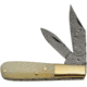 Damascus Barlow White Bone Folding Knife, Damascus Steel Clip And Pen Blades, White Smooth Bone, DM-1206