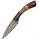 Damascus Curved Stag Skinner Knife, 3 Damascus steel skinner blade, Stag bone and brown wood handle, DM-1268