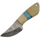 Damascus Fixed Blade Bone Knife, 2.75 Damascus steel blade, Natural smooth bone handle, DM-1238