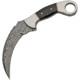 Damascus Fixed Blade Karambit Knife, 8.5in Overall, 4.25in Damascus Steel Karambit Blade, Horn Handle, SS Guard, Finger Ring, Black Leather Sheath, DM-1177