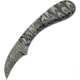 Damascus Hook Hunter Black Marble Knife, 2.5 Damascus steel curved blade, Black and white resin handle, DM-1260BK