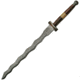 Damascus Sword Flamberge Wood, 33.75in Overall, 23.5in Damascus Steel Blade, SS Guard, Wood And Bone Handle, DM-5011