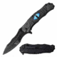 Dark Side Blades DS-A073GY Spring Assisted Knife, 3.5in, 3CR13 Stainless Steel, Drop Point, Black Blade, Aluminum Handle, Gray, DS-A073GY