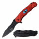 Dark Side Blades DS-A073RD Spring Assisted Knife, 3.5in, 3CR13 Stainless Steel, Drop Point, Black Blade, Aluminum Handle, Red, DS-A073RD