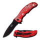 Dark Side Blades Folding Blade, 3.5in, Stainless Steel Blade, Red Aluminum With Spider Web Design On Handle DS-A047RD