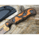 Dawson Knives Deep Notch Fixed Blade Orange Fixed Blade Knife, 7.25in Overall, 3.25in Arizona Copper Finish Cpm-3V Carbon Steel Blade, Black/Orange Sculpted G10, DW64094