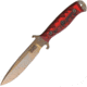 Dawson Knives Raider 5/Red Fixed Blade Knife, 10.25in Overall, 5in Arizona Copper Finish Cpm-3V Carbon Steel Blade, Black/Red Sculpted G10 Handle, Serialized, Black Kydex And Brown Leather Sheath, DW64056