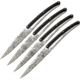 Deejo Steak Bistro Knife Set Blossom Kitchen Knives, 9in Overall, 4.25in Mirror Serrated 420 SS Blade, Black ABS, Black, 4AP010