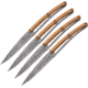 Deejo Steak Knives Tiium Blossom Kitchen Knives, 9in Overall, 4.25in Titanium Coated Z40C13 SS Blade, Olive Wood, 4FB010
