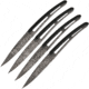 Deejo Steak TI Paperstone Blossom Kitchen Knives, 9in Overall, 4.25in Gray Titanium Coated Z40C13 SS Blade, Black Paperstone, Black, 4FS020