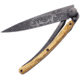 Deejo Tattoo Linerlock 37g Prime Cut Folding Knife, 3.75 black titanium coated Z40C13 stainless blade, Olive wood handle, 1GB000152