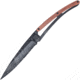 Deejo Tattoo Linerlock 37gTopography Folding Knife, 3.75 black finish partially serrated Z40C13 stain, Coralwood handle, 1GB000510