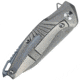 Defcon JK Mako Framelock Folding Knife, 3.5in Cpm S35Vn SS Drop Point, Gray Titanium Handle, Pocket Clip, Glass Breaker, Stonewash And Satin Blade, TF5290