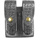 DeSantis Double Magazine Pouches, Beretta 92M, 96M, H&amp;K P7M8, SIG P225, S&amp;W 539, 639, 39-04, 39-06, 909, Brass Snap Closure, Ambidextrous, Basketweave, Black, U41BLEEZ2