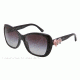 Dolce&amp;Gabbana FLOWERS DG4184 Sunglasses 501/8G-57 - Black Frame, Gray Gradient Lenses