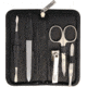 Dovo Nickel Plated Manicure Set w/Nail Clippers,Scissors,Tweezers,File,Cuticle Tool and Black Leatherette Case, 511 011