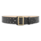 2-1/4" Hi-Gloss Leather Sam Brown 4 Row Stitch Duty Belt with Solid Brass Gold Buckle