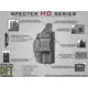 Dynamic Force Technologies Specter HD Series IWB Holster, Glock 19/23, Left Hand, Black SHD-G19-LH