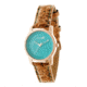 Canopies Wood Watch,33mm,Turquois Dial,Khaki/Tan Leather Band