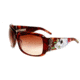 Ed Hardy Skull &amp; Roses Crystal Sunglasses - Tortoise Frame, Brown Lens