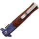 ElitEdge Damascus Etched A/O Folding Knife, 4.88in Closed, 3.75in Stainless Blade, Brown Wood Handle, Blue/Red Damascus Etched Blade, 10-428CDMWD