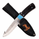 Elk Ridge ER-200-08BL Fixed Blade Knife, 3.1in, 3CR13 Stainless Steel, Gut Hook, Steel Blade, Pakkawood Handle, Black/Blue, ER-200-08BL