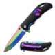 Elk Ridge Folding Blade, 3.5in, Stainless Steel Blade, Rainbow Stainless Steel Handle ER-A008RB