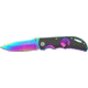 Elk Ridge Rainbow Linerlock Folding Knife, 2.625in, High Carbon StainlessDrop Point, Spectrum Aluminum Handle ER134RB