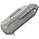 EOS Orca S Framelock CF Folding Knife, 3in Stonewash Cpm S35Vn SS Modified Tanto Blade, Pocket Clip, Carbon Fiber Front Handle With Stonewash Titanium Back Handle, ORCA-CF