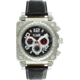 Equipe E303 Gasket Mens Watch - Silver Case/Bezel, Black Leather Strap, Black Dial
