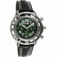 Equipe E803 Chassis Mens Watch - Black Strap, Silver Case, Black/Green Dial