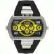 Equipe E914 Dash Xxl Mens Watch - Silver Bezel, Black Dial w/ Yellow Circle
