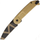 Extrema Ratio BF2 CT Desert Warfare Folding Knife, 3.25in N690 SS Tanto Blade, Desert Tan Anodized Aluminum Handle, Pocket Clip, Desert Warfare Laser Engraved Blade, Desert tan, 0146/DW
