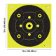 EZ-Aim Splash Reactive Adhesive Paper Bullseye Shooting Targets w/8 Aiming Points, 12in Square, 12-Pack, Black/Chartreuse, 15577