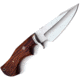 FH Knives Fixed Blade Brown Wood Knife, 10.25in Overall, 5in Satin Stainless Blade, Brown Wood Handle, Leather Sheath, MLK-0002