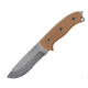 First Edge Survival Fixed Blade Knife Serrated Edge, Elmax Bead Blast Blade, Coarse Tan, 5055-BBT