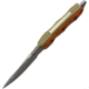 Fobos Knives Tier 1 Mini Green Liner Fixed Blade Knife, 8.75in Overall, 4in Satin Cpm-154 SS Blade, Natural Canvas Micarta Handle, Green Liners, Brown Leather Sheath, FOB05