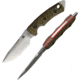 Fobos Knives Tier 1 Mini Liner Fixed Blade Knife, 8.75in Overall, 4in Satin Cpm-154 SS Blade, Camo Canvas Micarta Handle/Red Liners, Brown Leather Sheath, FOB021