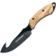 Fox European Hunter Guthook Knife, 3.75 black PTFE coated Bohler N690 stainless guth, Olive wood handle, 02FX099