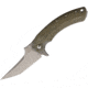 Fox Geco Framelock Micarta Folding Knife, 3.25 stonewash finish Bohler N690 stainless blade, Green canvas micarta handle with stonewash finish , FX-537SW