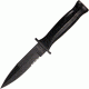 Fox Original Combat Dagger Fixed Blade Knife,5in,Partially Serrated Dagger Blade,Black Leather Wrapped Round Design Handle FOX1683