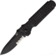 Fox Predator II Linerlock Black Folding Knife, 3.75 black PTFE coated partially serrated Bohler , Black sculpted FRN handle, 01FX446BS