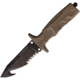 Fox Supersum Rescue Knife, 5.25 black finish partially serrated Bohler N690 , Desert tan Forprene handle, 02FX171102
