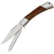 Fox Win Two Blade Lockback Folding Knife, Satin 440 SS Clip And Saw Blades, Brown Smooth Wood Handle, SS Bolster, Inlay Shield, brown, 01FX070