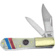 Frost Barlow Liberty Bell Folding Knife, Mirror finish stainless clip and pen blades, Red, white, and blue smooth bone handle, SW-163LB