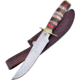 Frost Bleeding Heart Bowie Knife, 6.75 satin finish stainless clip point blade, Brown bone handle with black and red pakkawood spa, CW-632BRB
