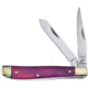Frost Bullet Trapper MOP Folding Knife, 3.5in Closed, Mirror Stainless Clip/Spey Blades, Purple Mother Of Pearl Handle, OC-265P/MOP