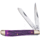 Frost Bullet Trapper Purple Folding Knife, 3.5in Closed, Mirror Stainless Clip/Spey Blades, Purple Jigged Bone Handle, OC-265PJB